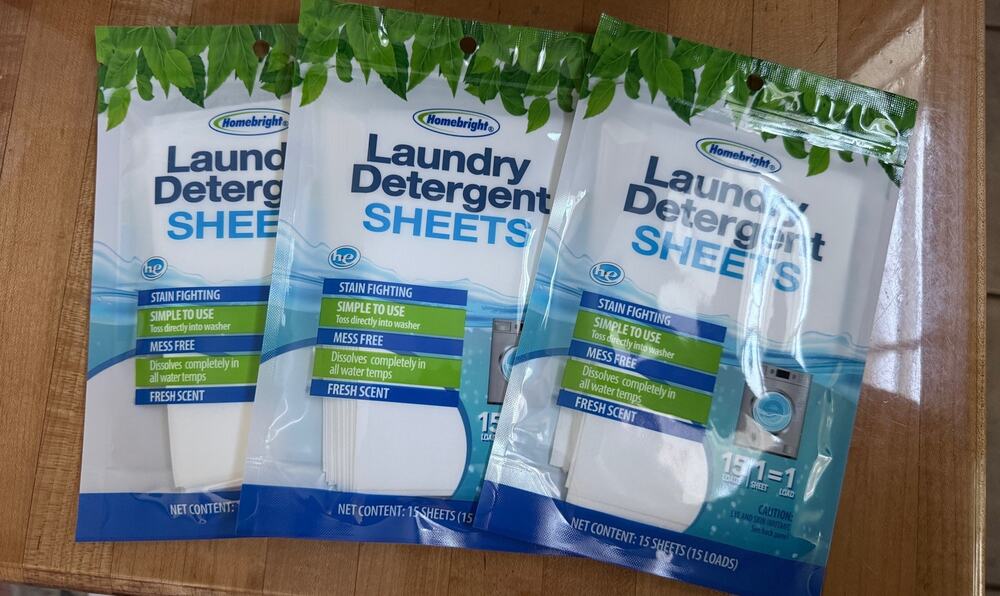 3 Packs of Laundry Detergent Sheets (15) full sheets in each bag New Sealed